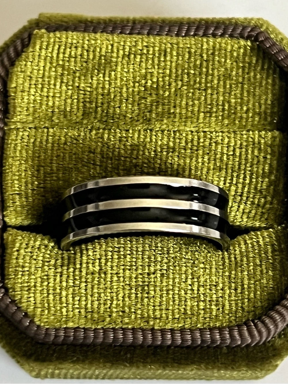 Classic/Sleek Design Stainless Steel Silver/Black 6mm Unisex Band Size 9